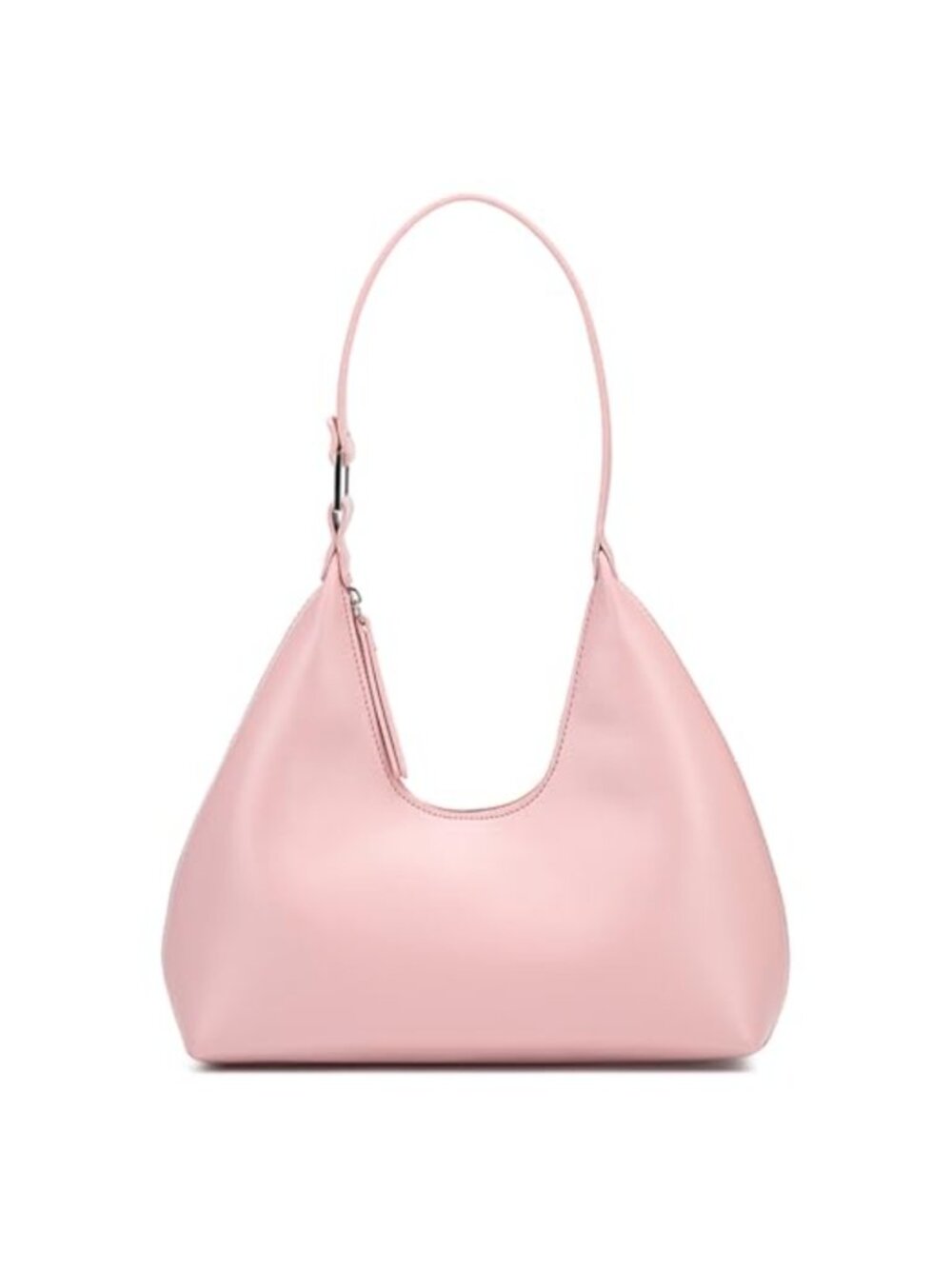 Small Vegan Leather Crescent Shoulder Bag Gold Hardware Zipper Hobo Purse
